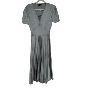 ROCHAS 100% Silk Empire V-Neck A-line 2011 Runway Dress Women's IT 42 US 6,NWT